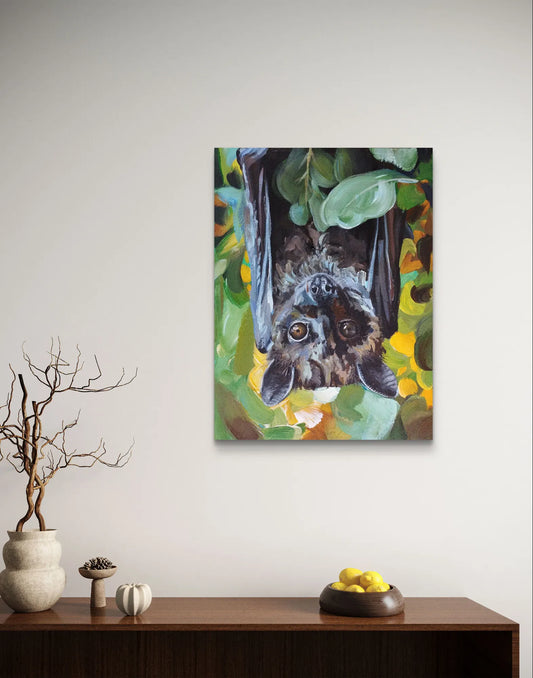 H1Z ART Acrylbild Gemälde Fledermaus – handgemaltes Original Acrylbild (30 x 40 cm)