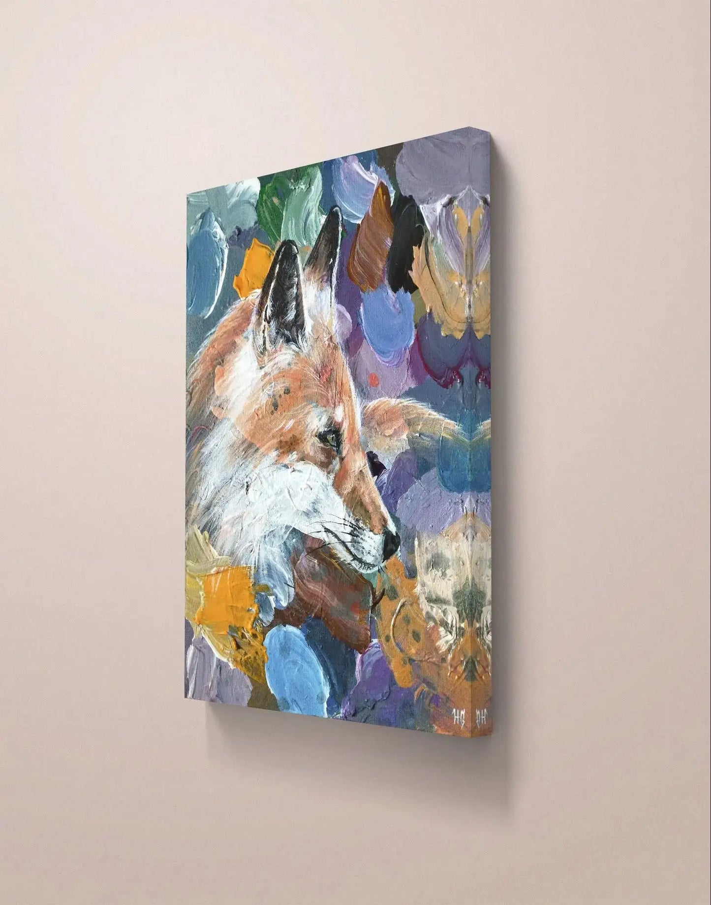 Expressiv-realistisches Gemälde Fuchs im Sonnenlicht – handgemaltes Original Acrylbild (30 x 40 cm) auf Leinwand von H1Z ART in lebendiger Atmosphäre