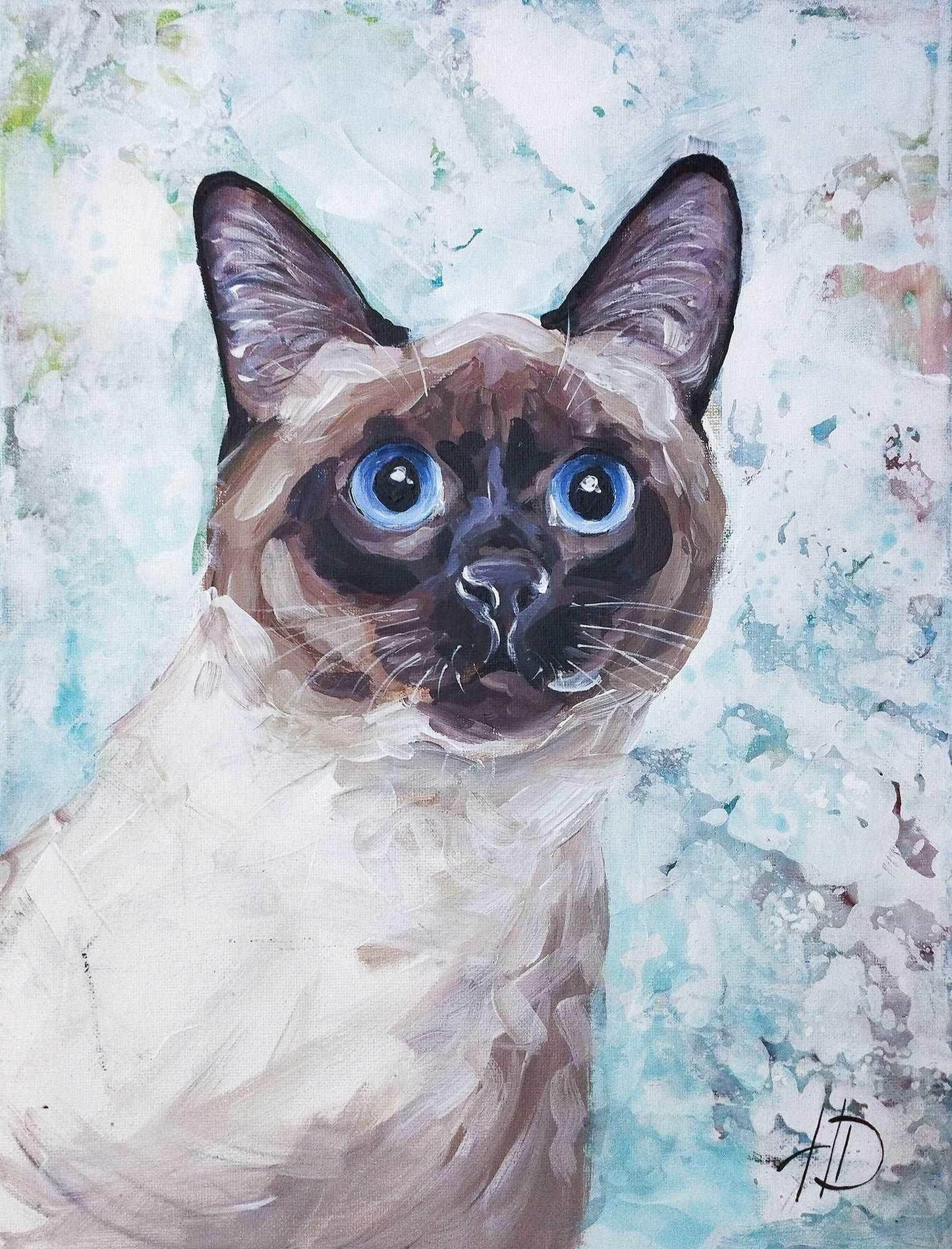 H1Z ART Acrylbild Gemälde Siamkatze – handgemaltes Original Acrylbild (30 x 40 cm)