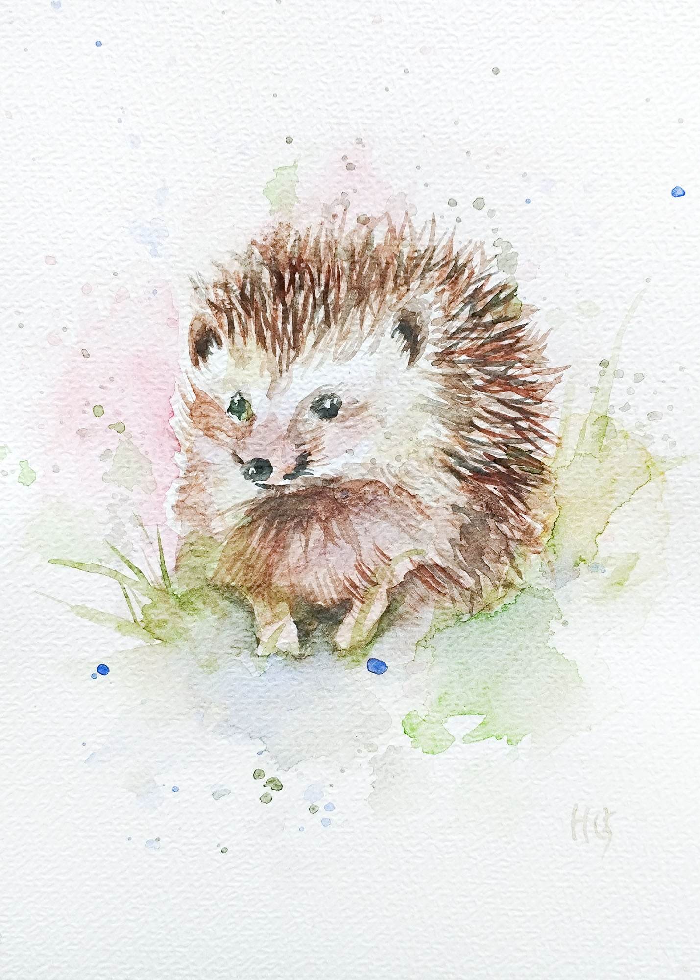 Postkarte „Igel“ – Handgemalt