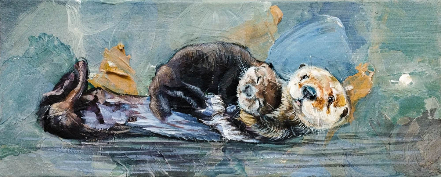 Gemälde Otter – handgemaltes Original Acrylbild (50 x 20 cm)