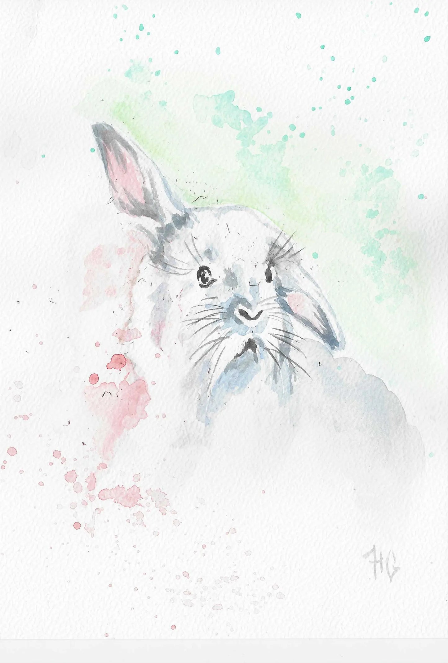 Carte postale « Lapin » – Peinte à la main