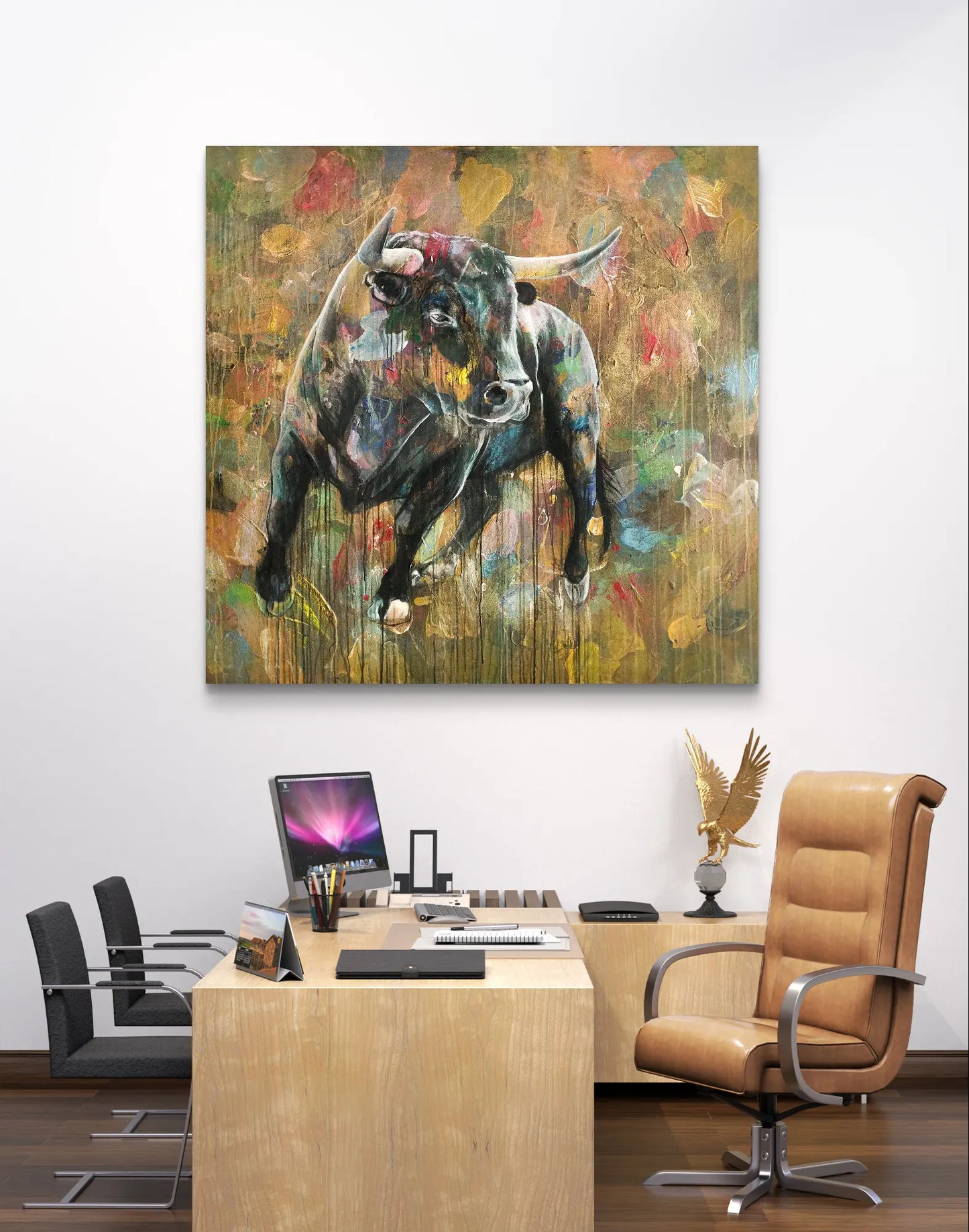 Painting Strong Bull – hand-painted original acrylic painting (140 x 145 cm)