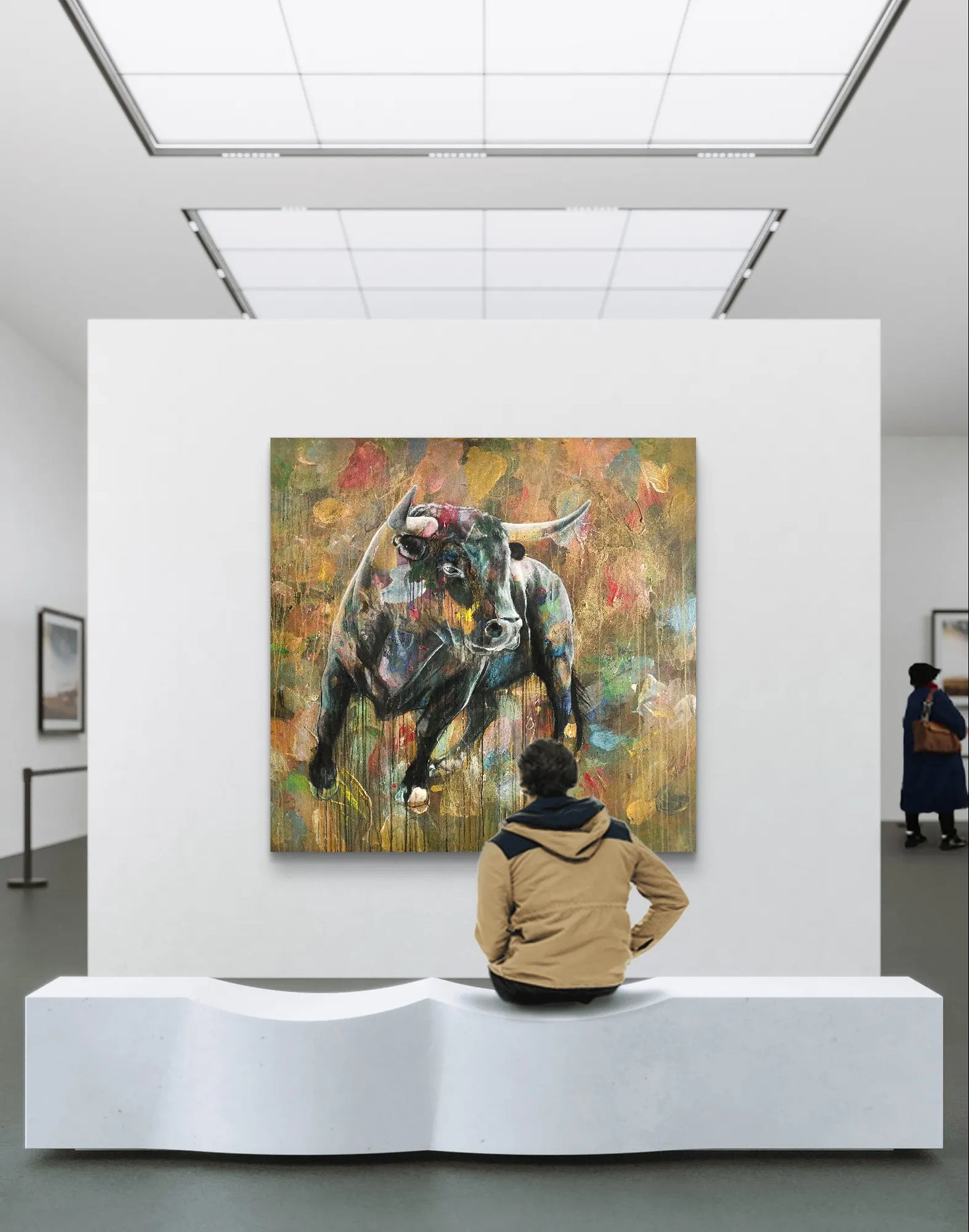 Painting Strong Bull – hand-painted original acrylic painting (140 x 145 cm)