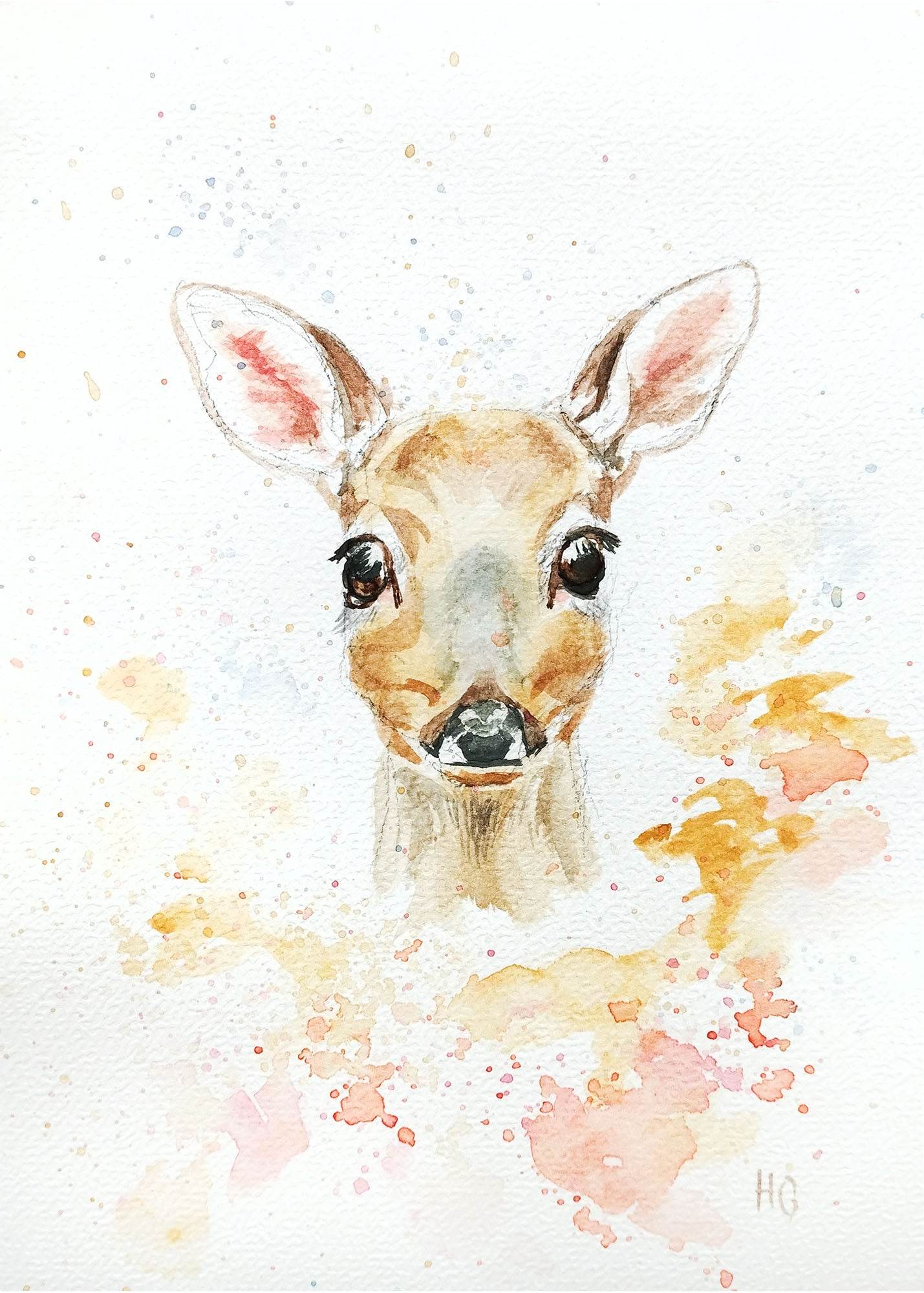 Postkarte „Reh“ – Handgemalt