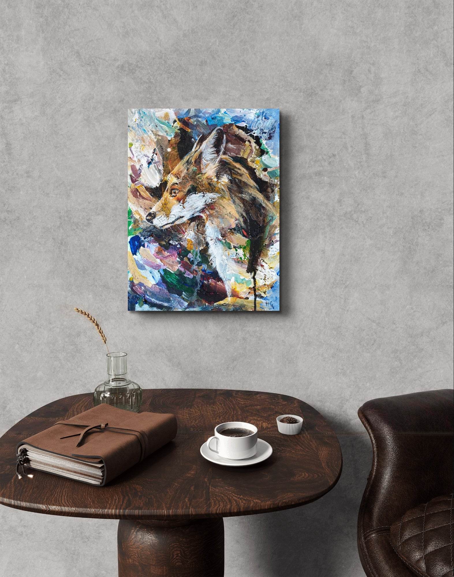 Wandbild Fuchs Acryl auf Leinwand (30 x 40 cm) - H1Z Art – Zeitgenössische Kunst aus Leipzig