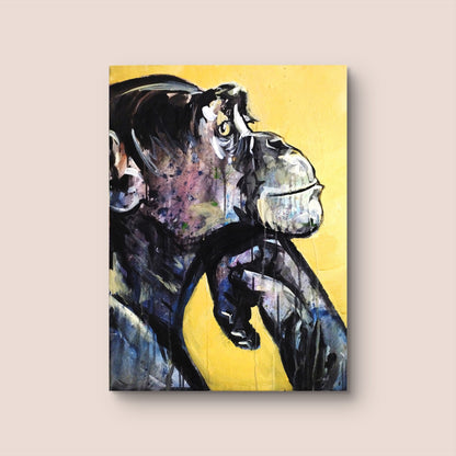 Gemälde "Nachdenklicher Affe" 50 x 70 cm - Heinz