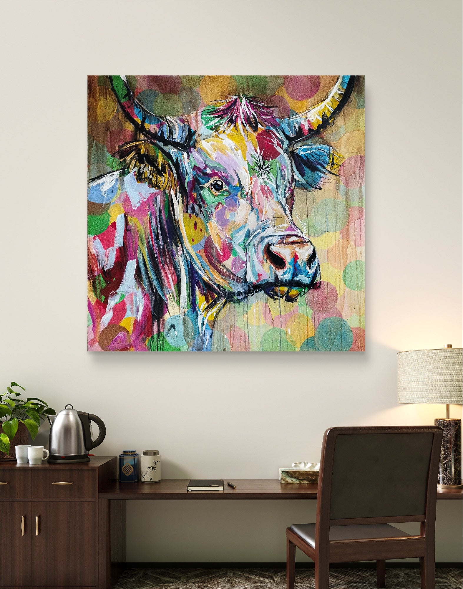 Heinz Acrylbild Acrylgemälde auf Leinwand - „Stille Weide – Seele in Braun und Gold“ 120 x 120 cm