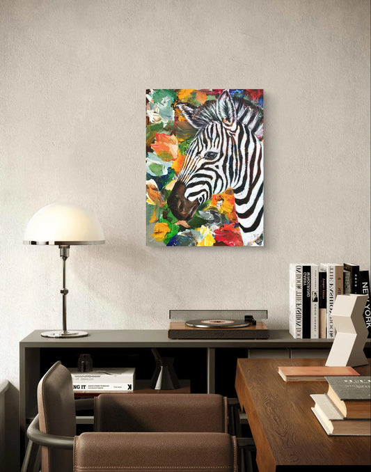 Painting Zebra on the Savannah – hand-painted original acrylic painting (30 x 40 cm)