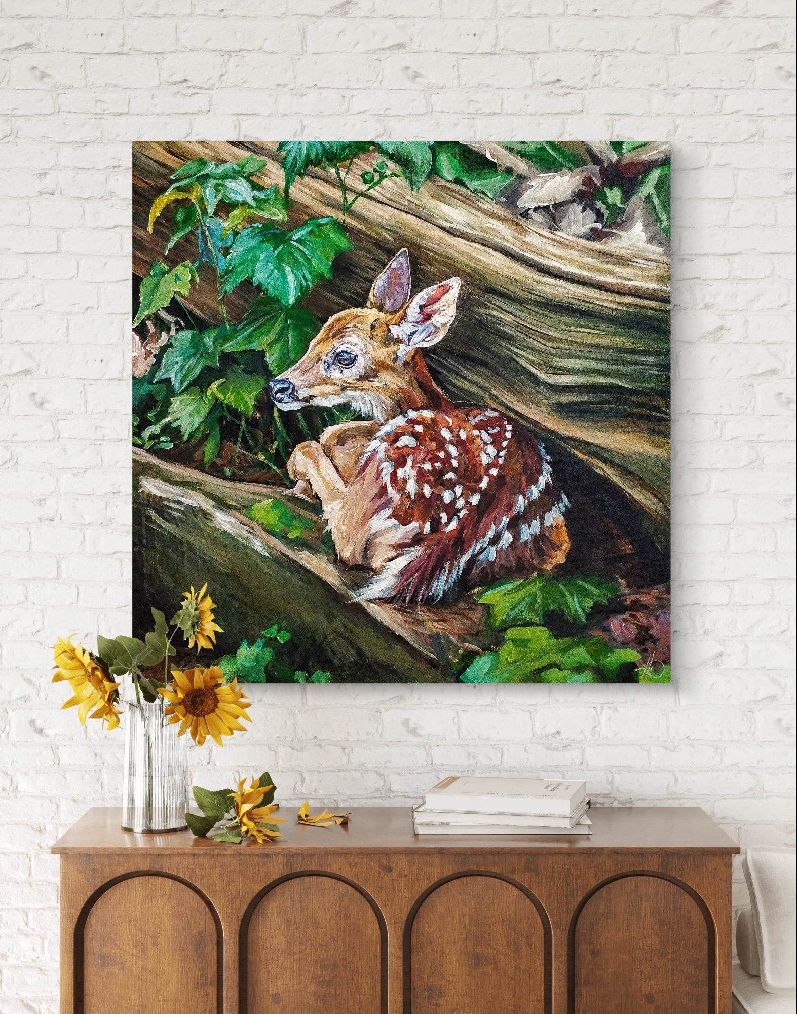 Heinz Acrylbild Wandbild junges Reh Acryl auf Leinwand (100 x 100 cm)
