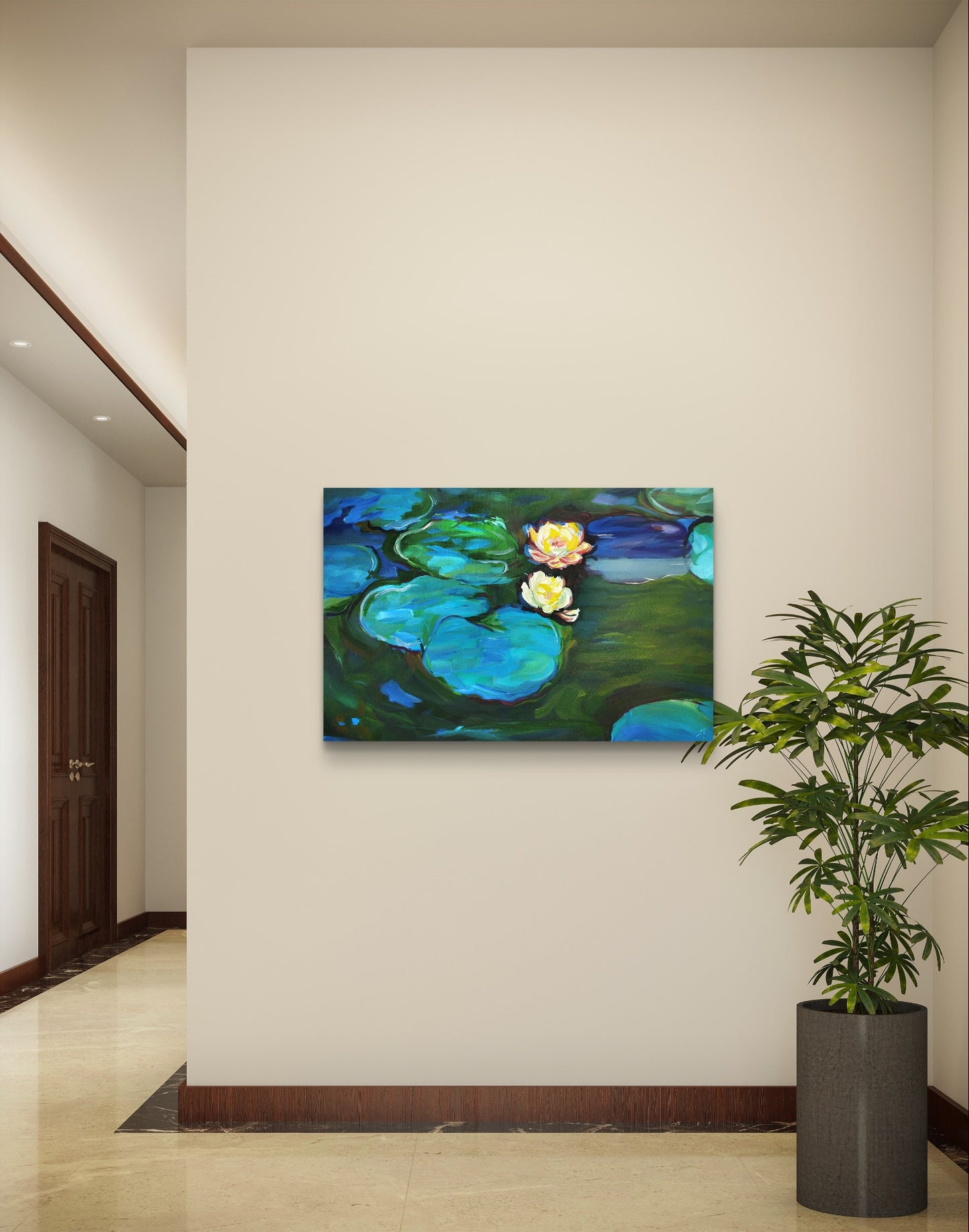 Premium Gemälde "Seerosen – Claude Monet inspiriert" 100 x 65 cm - Heinz