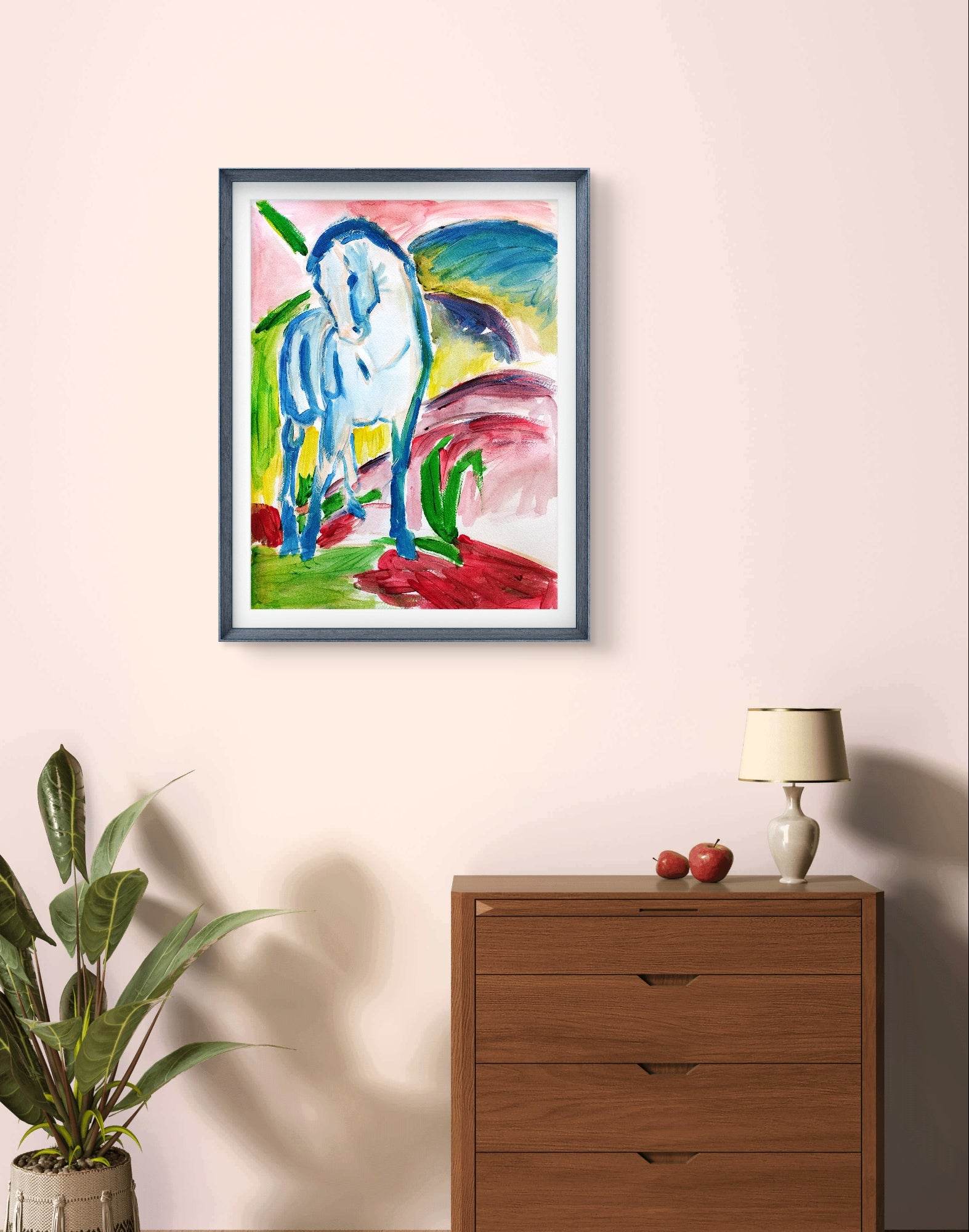 Aquarellbild Der Blaue Reiter von Franz Marc (30 × 40 cm)