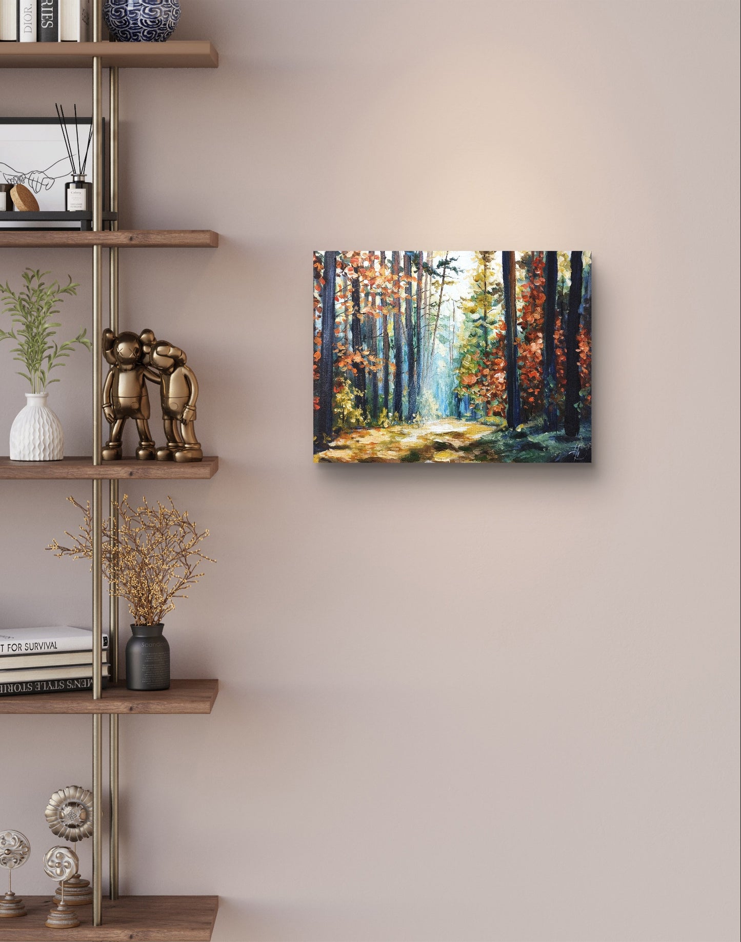 Premium Gemälde "Herbstwald im Glanz" 30 x 40 cm - Heinz