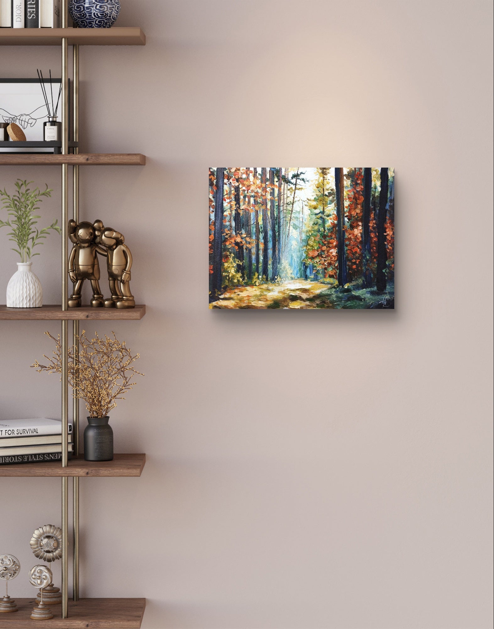 Premium Gemälde "Herbstwald im Glanz" 30 x 40 cm - Heinz