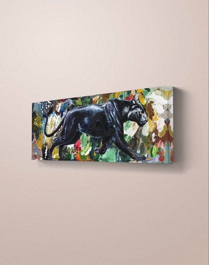 Gemälde Panther – handgemaltes Original Acrylbild (120 x 40 cm) - H1Z Art
