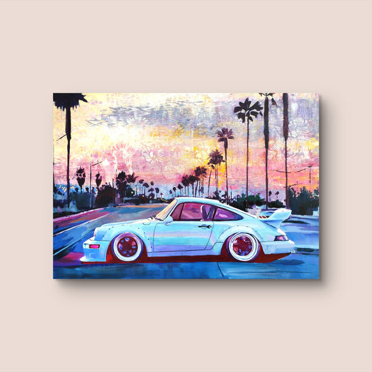 Premium Gemälde "Porsche 911 – Dynamik in Farbe" 100 x 70 cm - Heinz