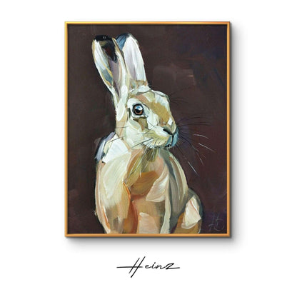Premium Gemälde 'Wachsame Hase' 30 x 40 cm - Heinz