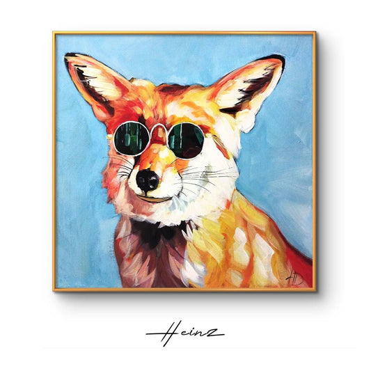 Wandbild Fuchs Cool – Handgemaltes Unikat auf Leinwand - Heinz