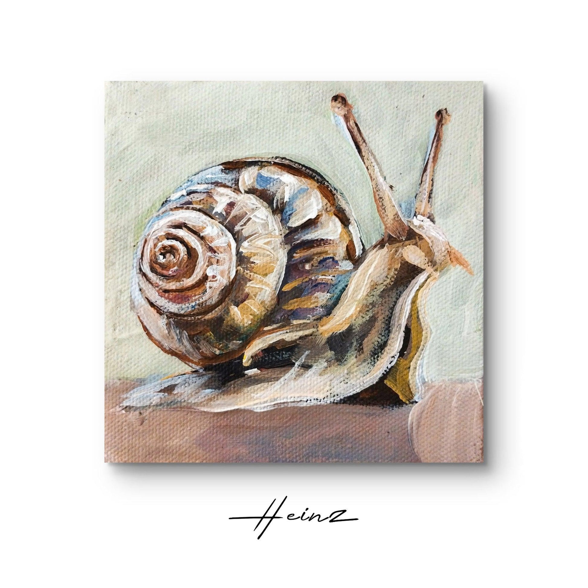 Premium Gemälde "Schnecke" 11 x 10,5 cm - Heinz