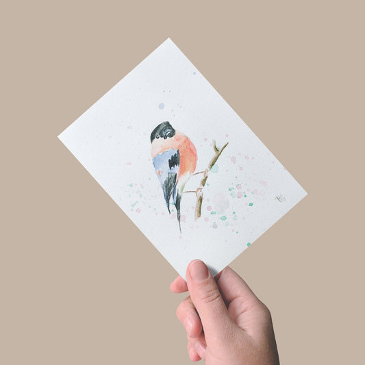 Heinz Grußkarte Handgemalte Grußkarte – „Gimpel“ (Aquarell, DIN A5)