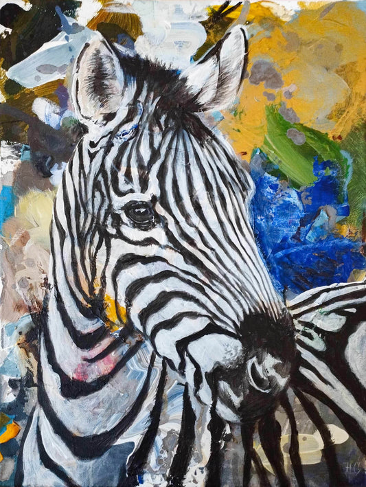 Gemälde Zebra – handgemaltes Original Acrylbild (30 x 40 cm)