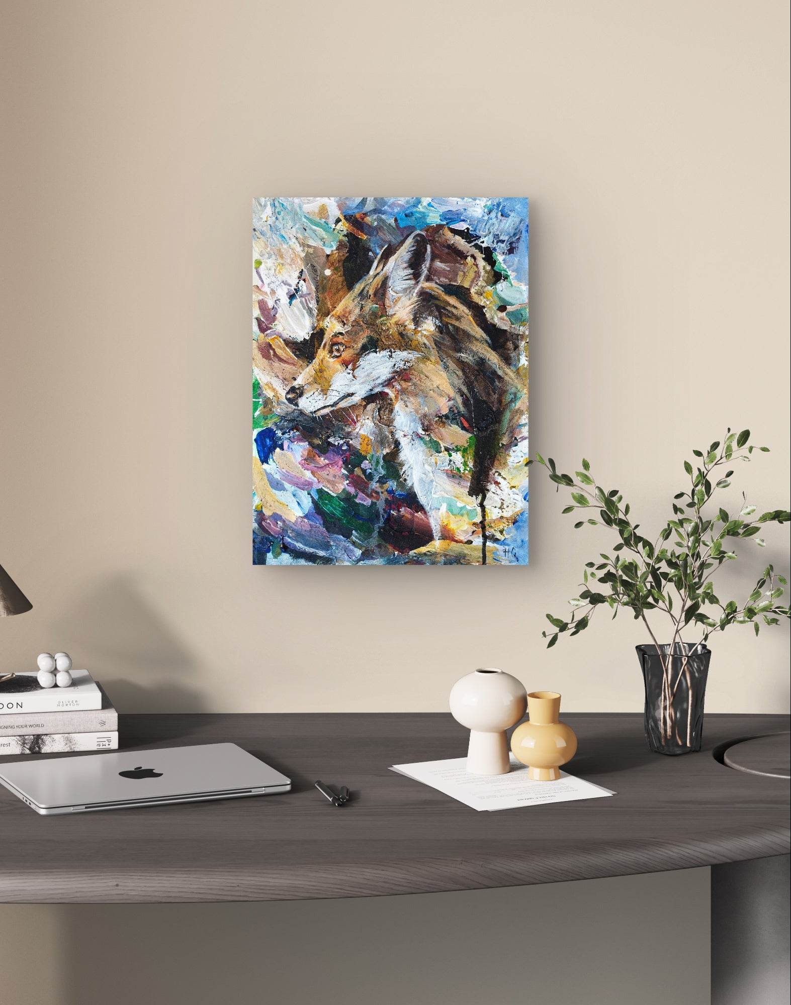 Wandbild Fuchs Acryl auf Leinwand (30 x 40 cm) - H1Z Art – Zeitgenössische Kunst aus Leipzig