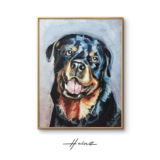 Wandbild Rottweiler – Handgemaltes Unikat auf Leinwand - Heinz