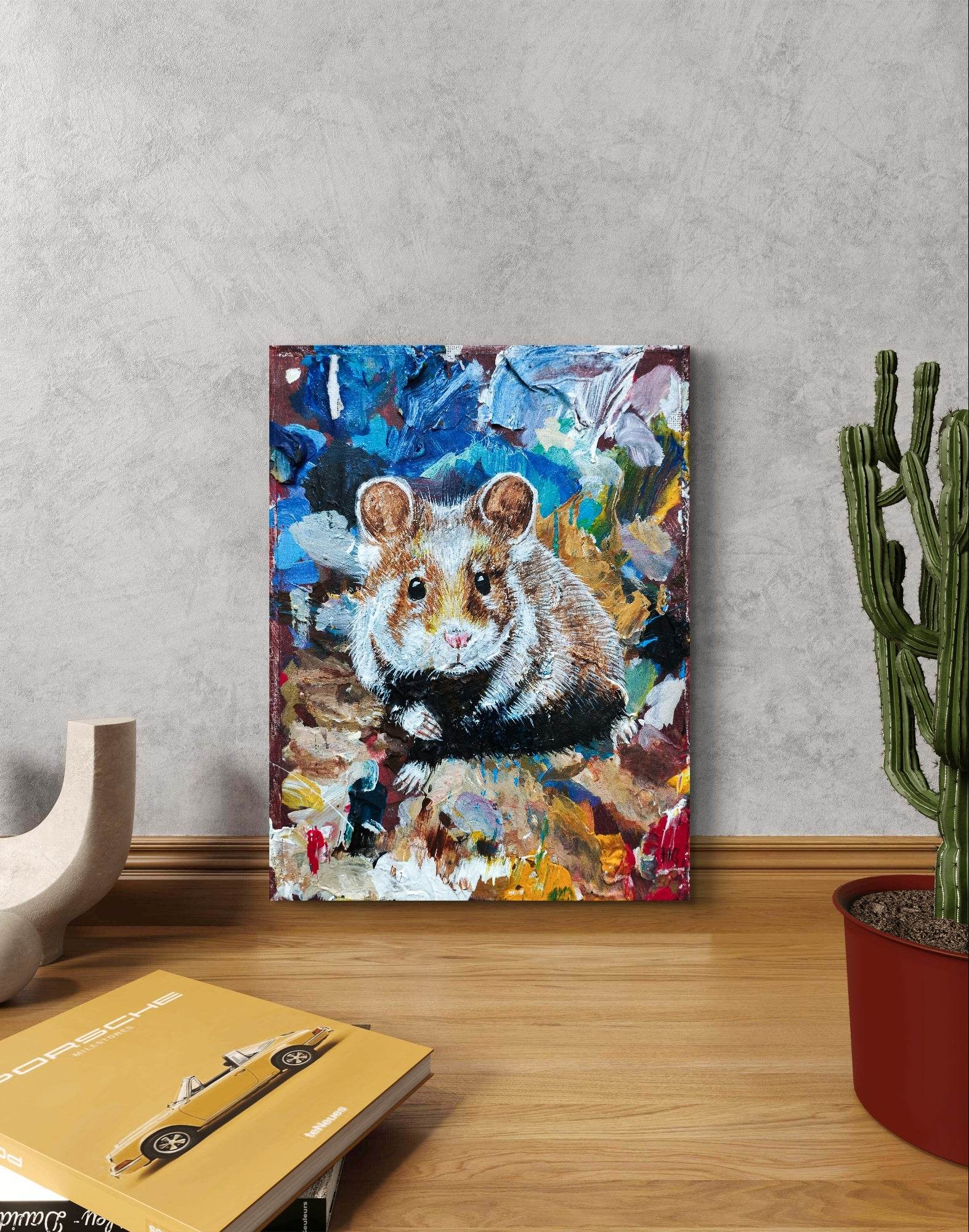 Heinz Acrylbild Wandbild Hamster Acryl auf Leinwand (18 x 24 cm)