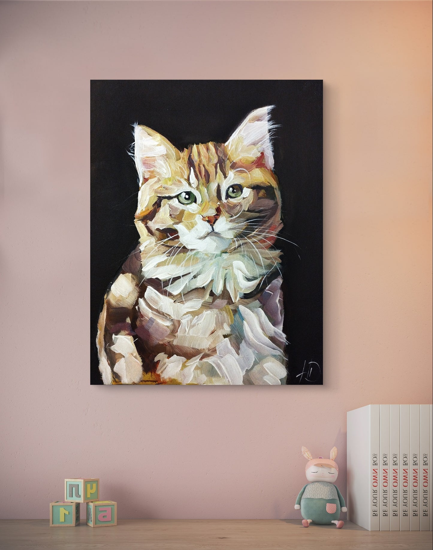 Heinz Acrylbild Gemälde "Samtpfote in Pastell" 30 x 40 cm