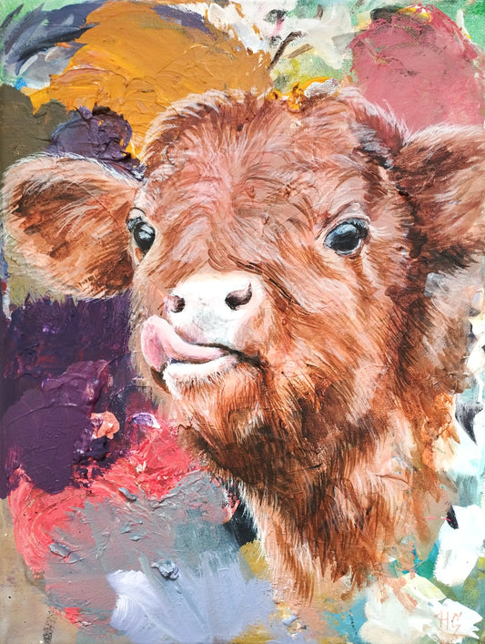 Painting Calf – hand-painted original acrylic painting (30 x 40 cm)