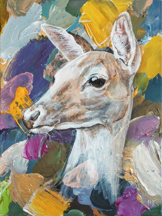 Painting Gentle Deer – hand-painted original acrylic painting (30 x 40 cm)