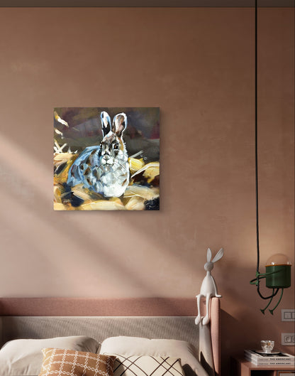 Premium Gemälde "Wiesentraum des Hasen" 30 x 30 cm - Heinz