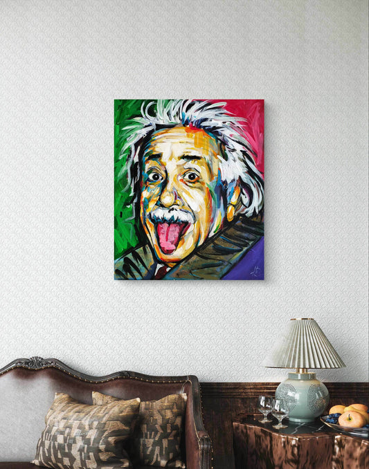 Gemälde lustiger Einstein Original Acrylbild (50 x 60 cm)