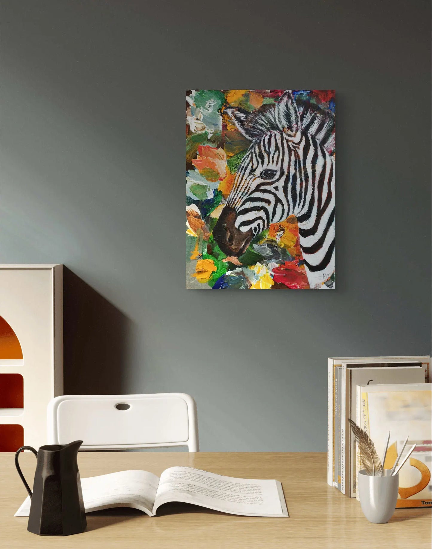Painting Zebra on the Savannah – hand-painted original acrylic painting (30 x 40 cm)