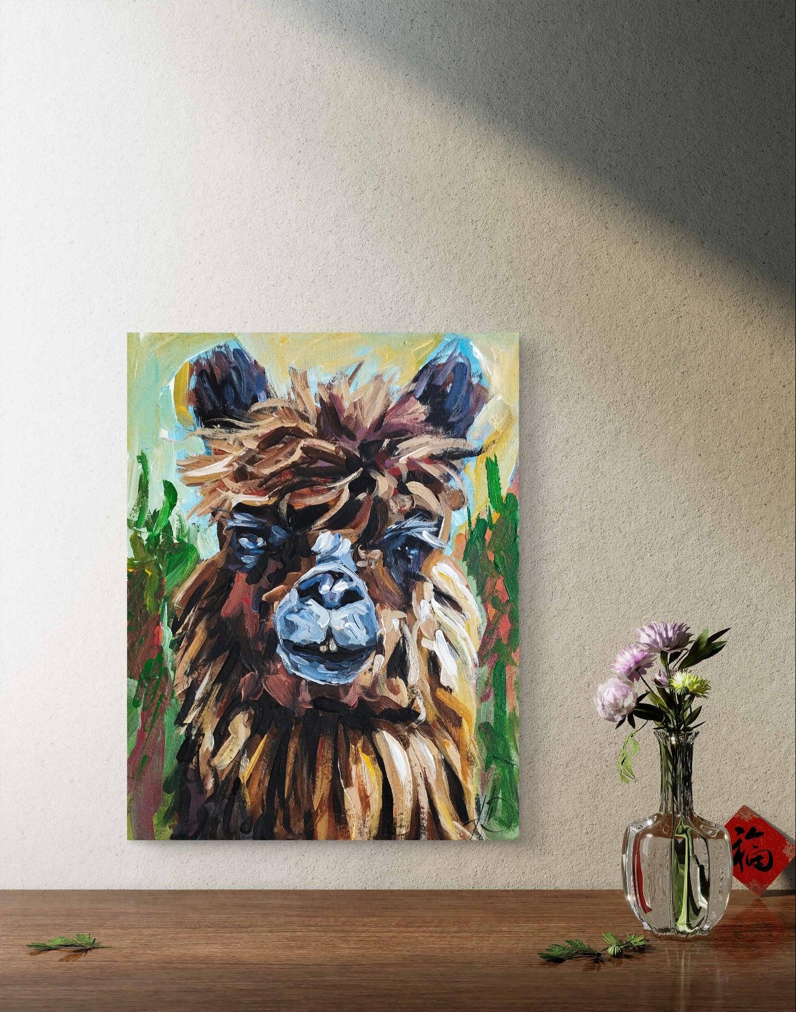 Premium Gemälde "Alpaka" 30 x 40 cm - Heinz