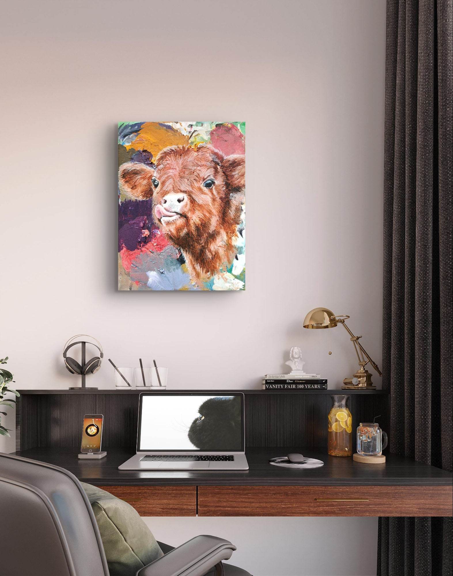 Gemälde Kalb – handgemaltes Original Acrylbild (30 x 40 cm) - H1Z Art