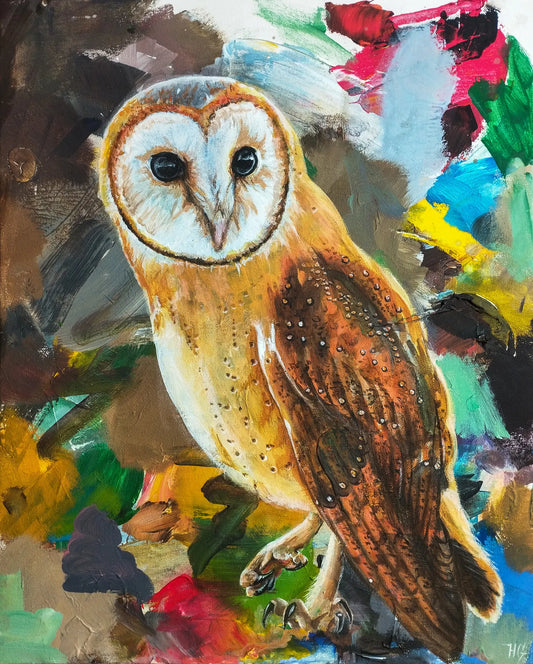 Gemälde Schleiereule – handgemaltes Original Acrylbild (40 x 50 cm)