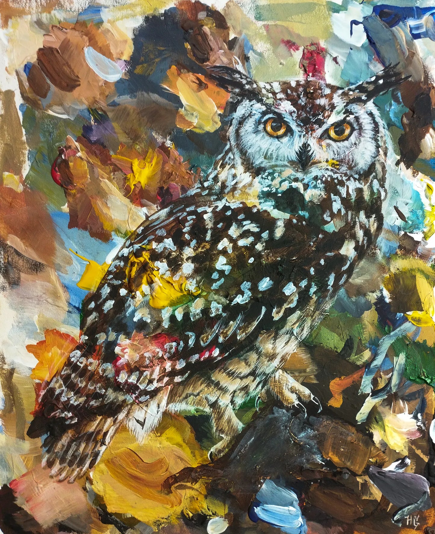 Gemälde Eule – handgemaltes Original Acrylbild (40 x 50 cm)