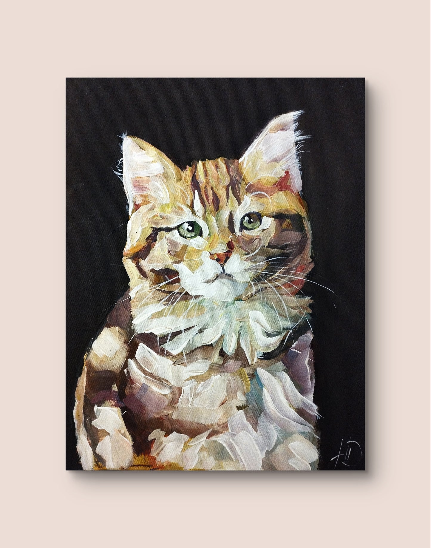 Heinz Acrylbild Gemälde "Samtpfote in Pastell" 30 x 40 cm