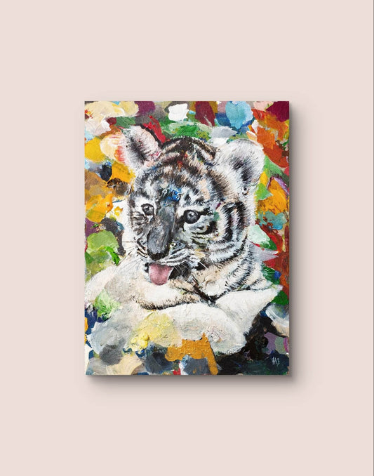 Gemälde Tiger junges – handgemaltes Original Acrylbild (30 x 40 cm)