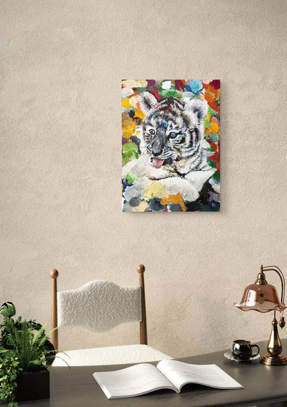 Gemälde Tiger junges – handgemaltes Original Acrylbild (30 x 40 cm)