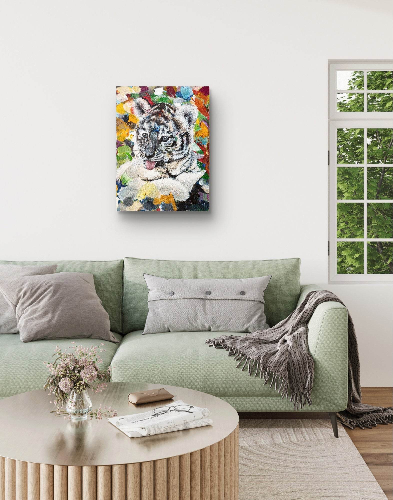 Gemälde Tiger junges – handgemaltes Original Acrylbild (30 x 40 cm)