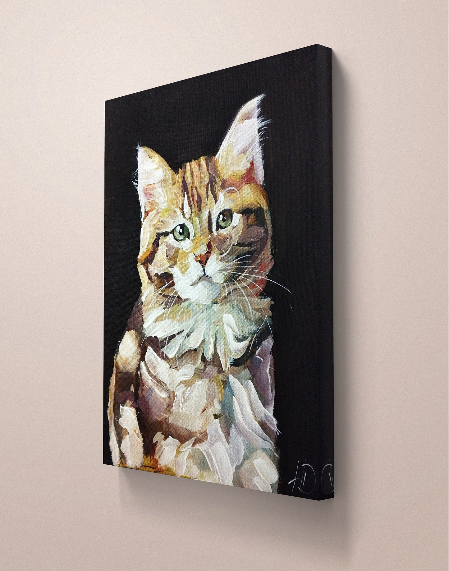Heinz Acrylbild Gemälde "Samtpfote in Pastell" 30 x 40 cm