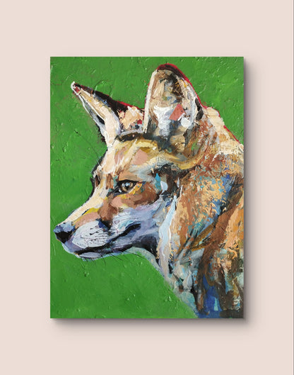 Premium Gemälde "Grüner Fuchs" 30 x 40 cm - Heinz