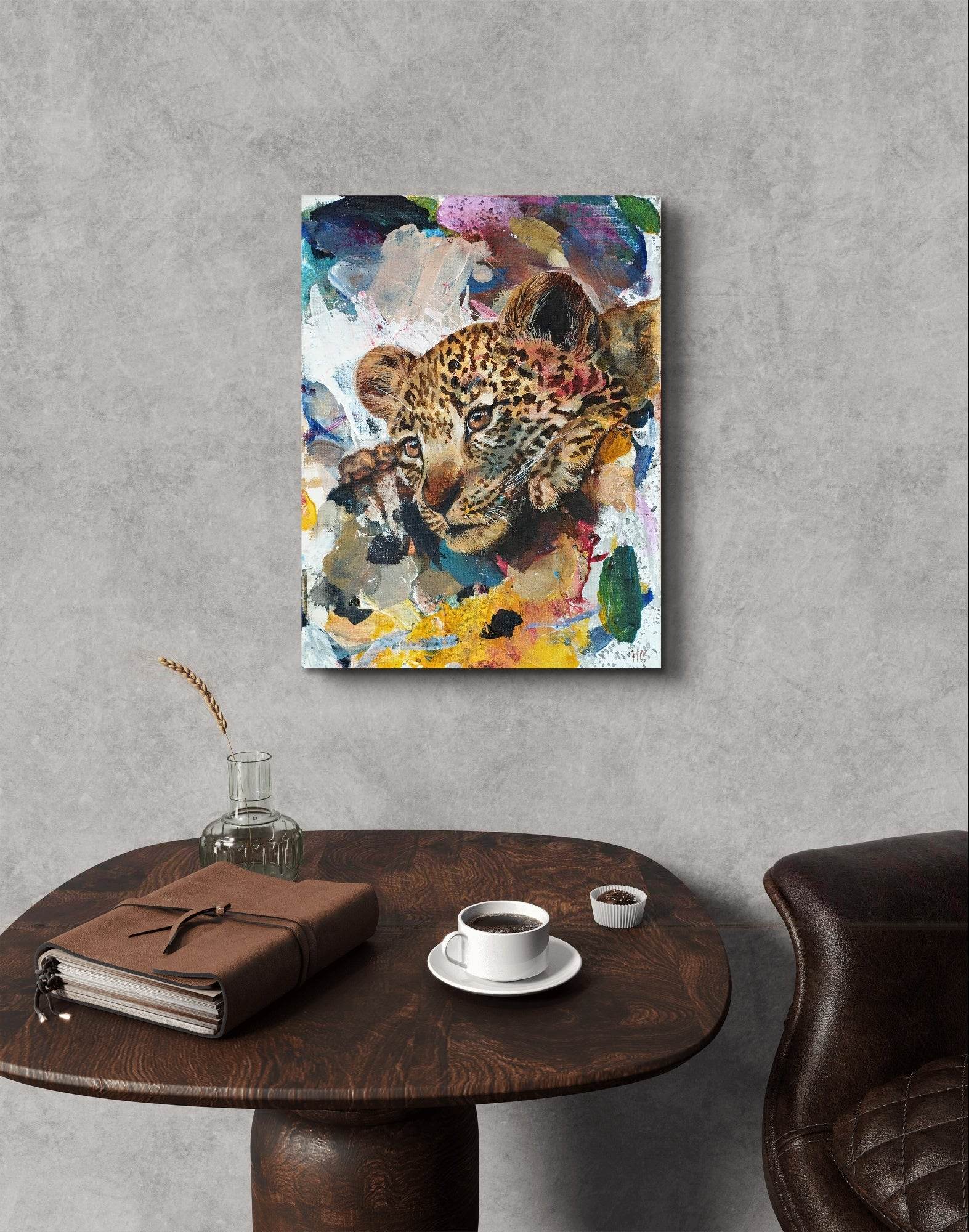 Wandbild Leopard Acryl auf Leinwand (30 x 40 cm) - H1Z Art – Zeitgenössische Kunst aus Leipzig
