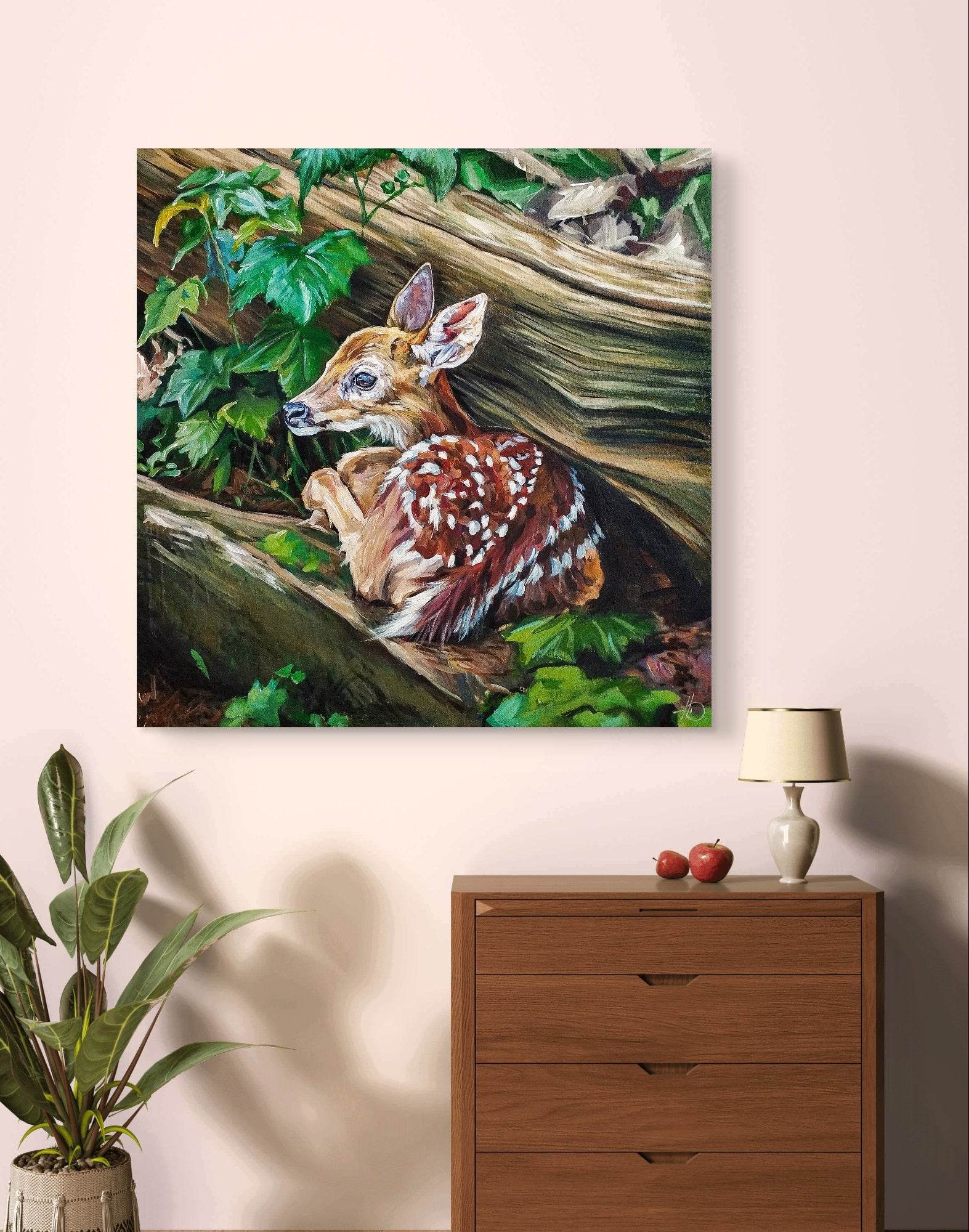 Heinz Acrylbild Wandbild junges Reh Acryl auf Leinwand (100 x 100 cm)