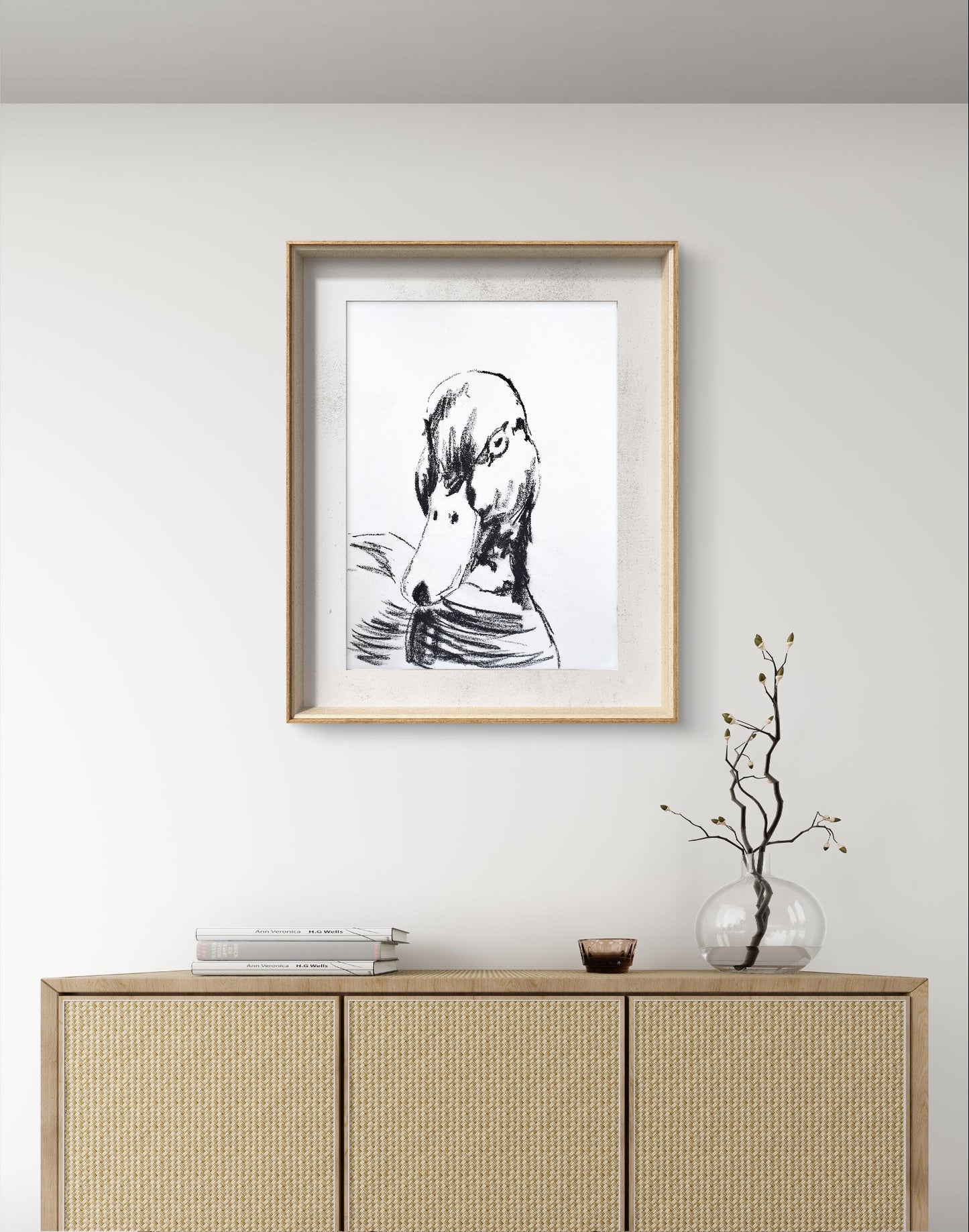 Heinz Acrylbild Skizze „Stille Feder – die Ente in Linie gefasst“ 30 x 40 cm