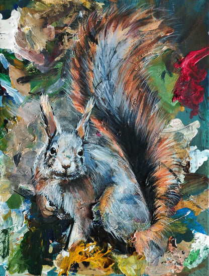 Gemälde Eichhörnchen – handgemaltes Original Acrylbild (30 x 40 cm)