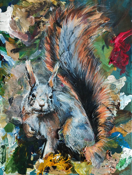 Gemälde Eichhörnchen – handgemaltes Original Acrylbild (30 x 40 cm)