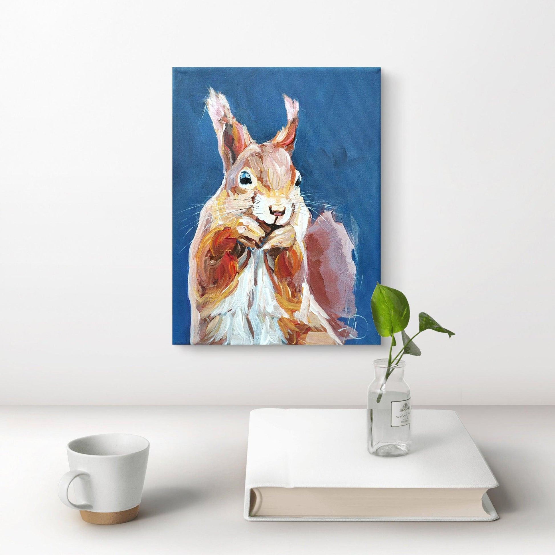 Gemälde 'Eichhörnchen in blau' 18 x 24 cm - Heinz